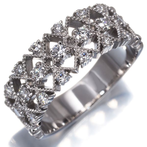 ダイヤ ダイヤモンド 0.40 ct ミルグレイン 透かし リング Pt 900 177809