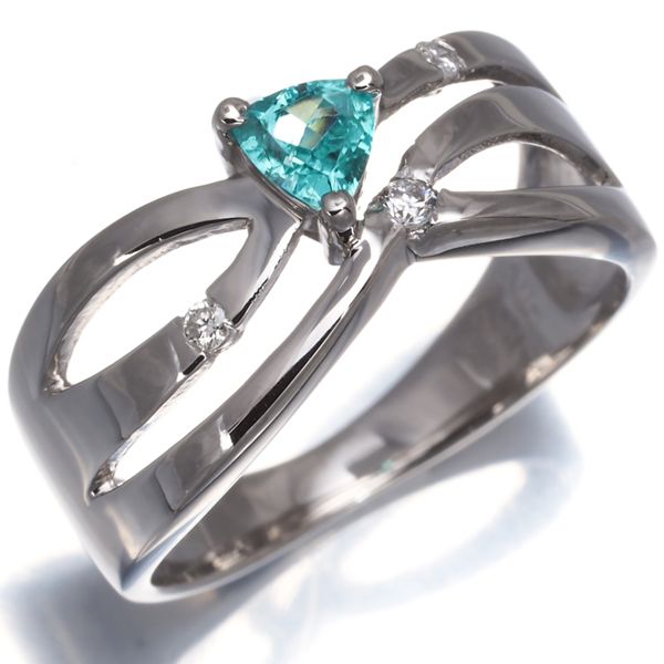 パライバトルマリン 0.22 ct ダイヤ ダイヤモンド 0.05 リング Pt 900 鑑別書 177902