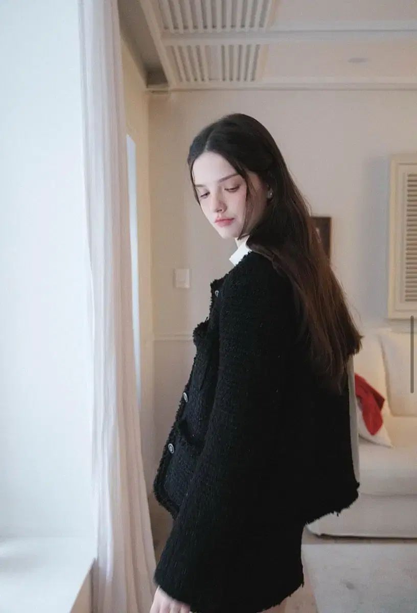 メリーオン テイルズ ウール ツイード セットアップ ブラック ゲストルック