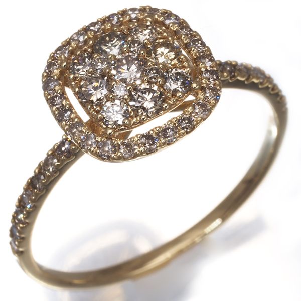 ブラウンダイヤ ダイヤモンド 0.55 ct パヴェ リング K 18 YG 180052