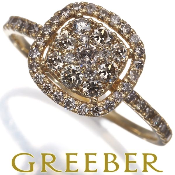 ブラウンダイヤ ダイヤモンド 0.55ct パヴェ リング K18YG 180052