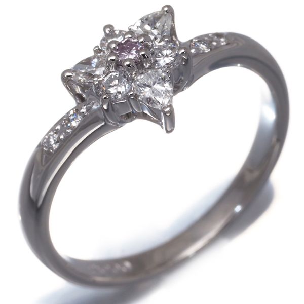 ピンク-クリアダイヤ ダイヤモンド 0.35 ct 2種カット リング Pt 900 ソーティング 175219