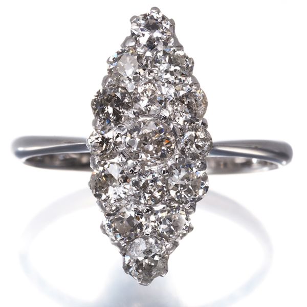 ダイヤ ダイヤモンド カット ヴィンテージ リング K 18 WG 178767