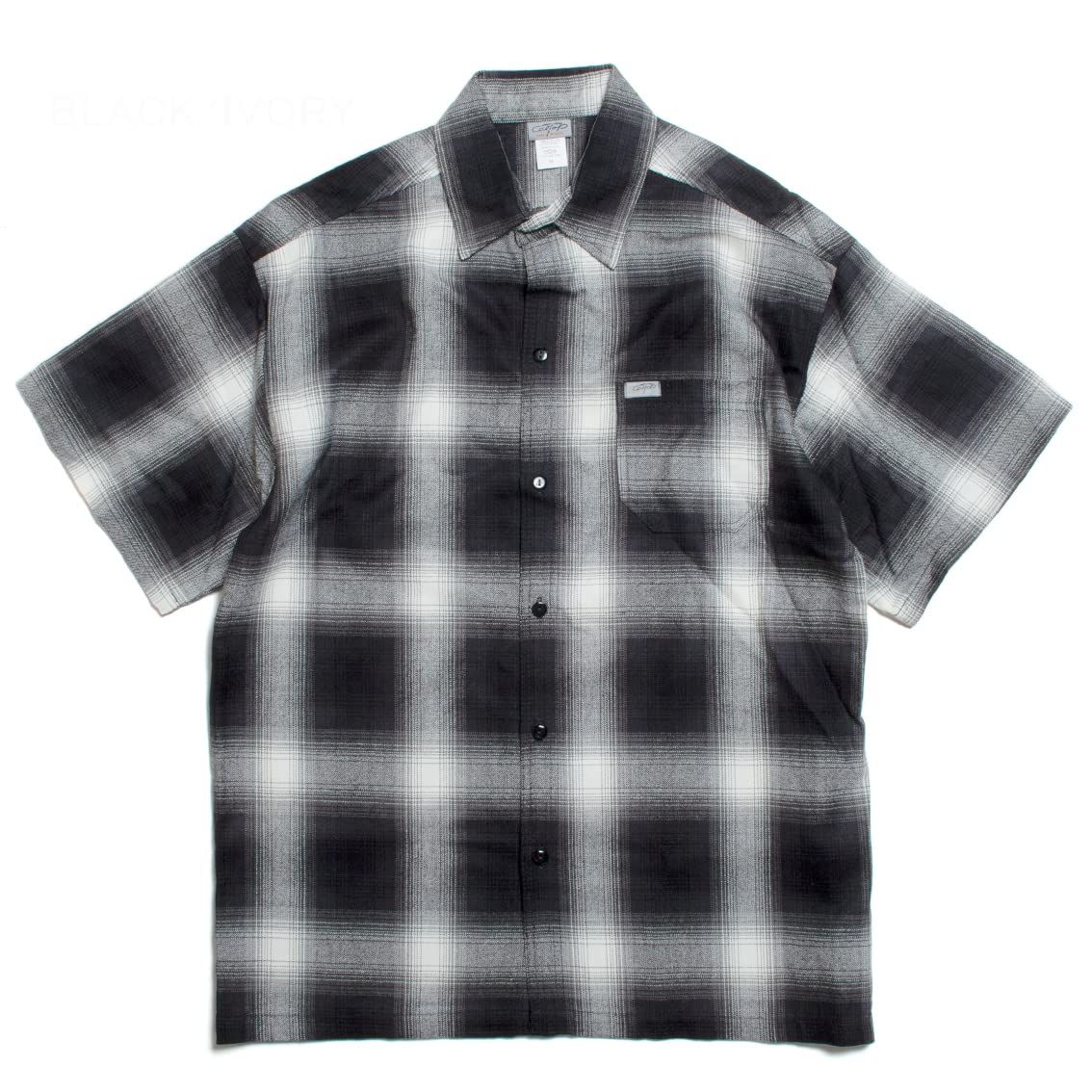 キャルトップ Ombre Check S S Shirts オンブレチェック 半袖 シャツ ART-2000 アメリカ製 L BLACK IVORY BLACK IVORY L