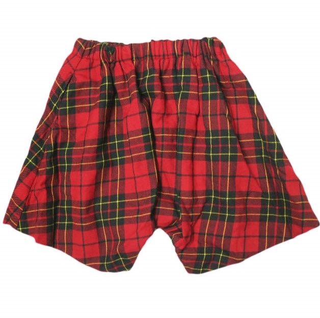 COMME des GARCONS コムデギャルソン 10AW タータンチェック ウールサルエルショーツ GF-P048 S RED イージー ペンギン ショートパンツ 中綿 ボトムス g21300