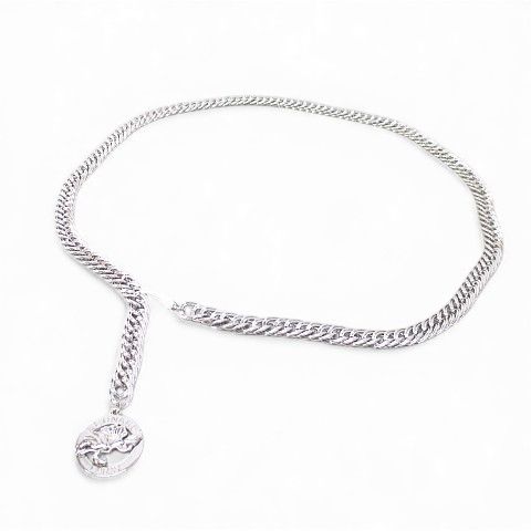 レオナール LEONARD チェーンベルト シルバー系 ロゴ 文字 ホック 小物