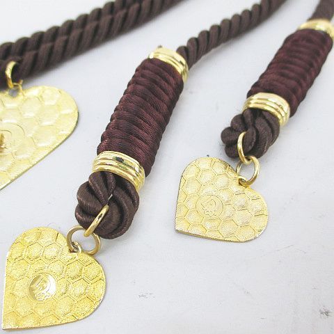  クリスチャンディオール Christian Dior ロープベルト ハートチャーム プレート 茶系 ブラウン ロゴ 文字 小物 ベルト 小物