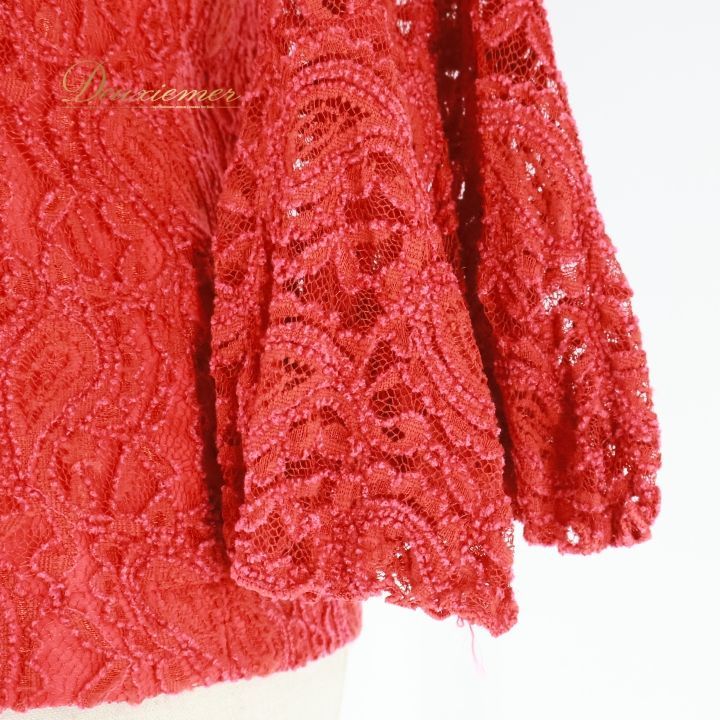 フラメンコ 衣装 トップス ブラウス 赤 レース ドセデルフラメンコ docedelflamenco レッド系 ダンス パーティ 発表会 フラメンコ衣装 トップスブラウス おしゃれ レースデザイン パーティー用 赤色 Mサイズ 発表会用 上品