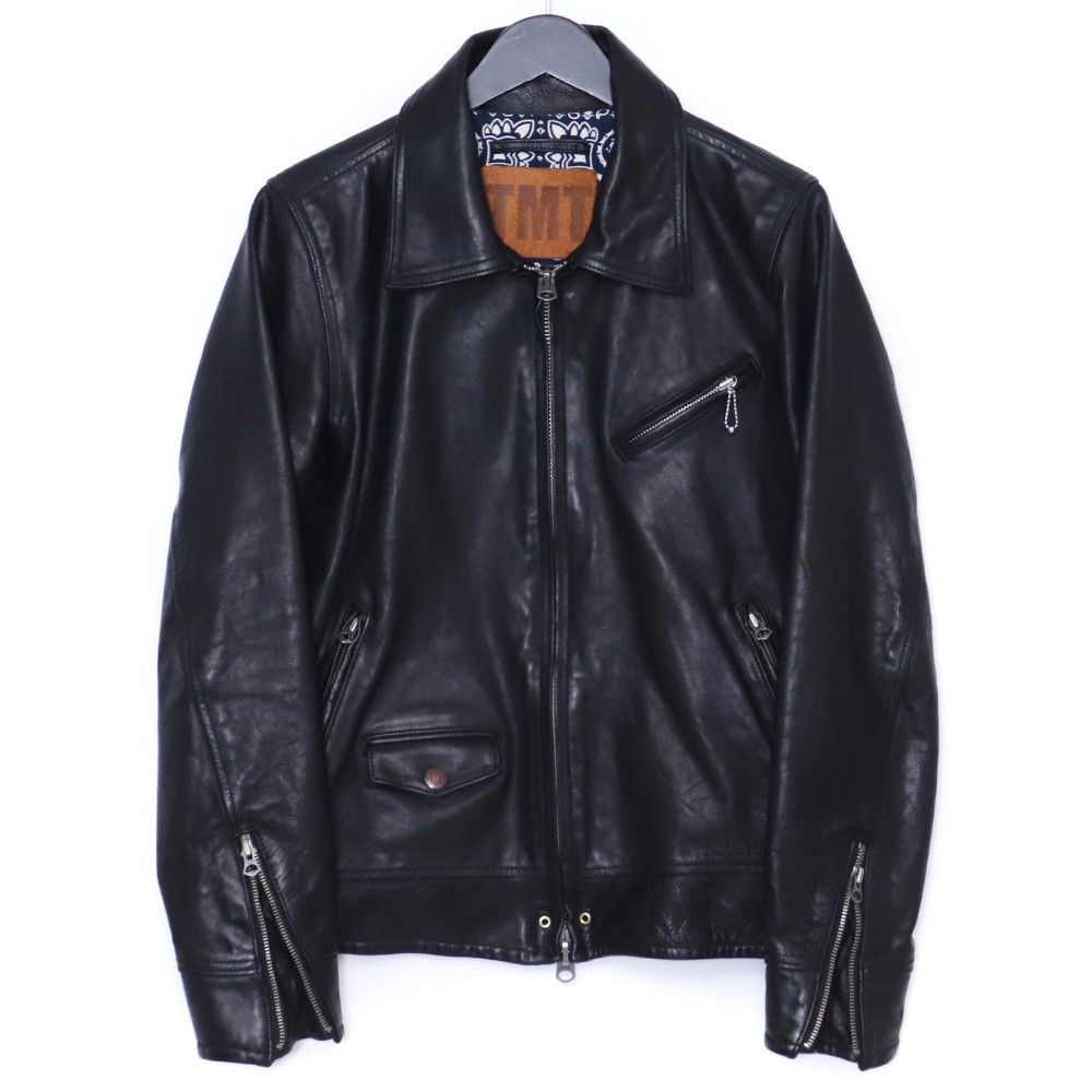 TMT レザーシングルライダースジャケット Mサイズ ブラック TJK-F1501