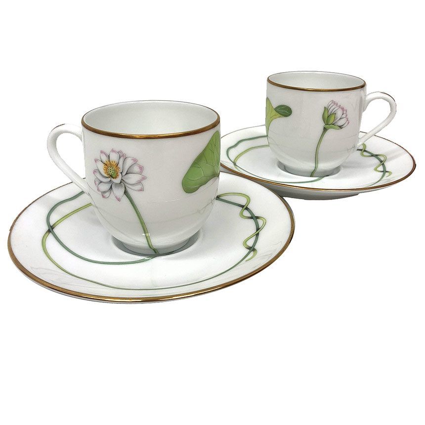 HERMES エルメス Nil ナイルの庭 デミタスカップ＆ソーサー C S ペア 2客セット 陶器 食器 新古品 aq12286