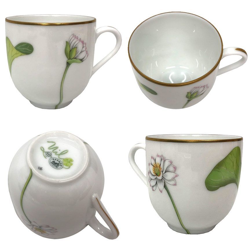 HERMES エルメス Nil ナイルの庭 デミタスカップ&ソーサー C S ペア 2客セット 陶器 食器 新古品 aq12286