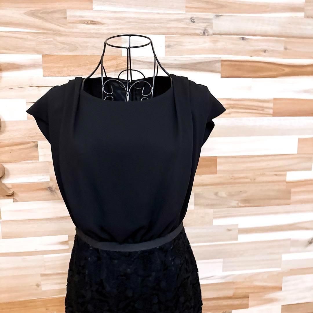 アナイ フラワー エンブロイダリー レース ドッキング ドレス ワンピース 黒