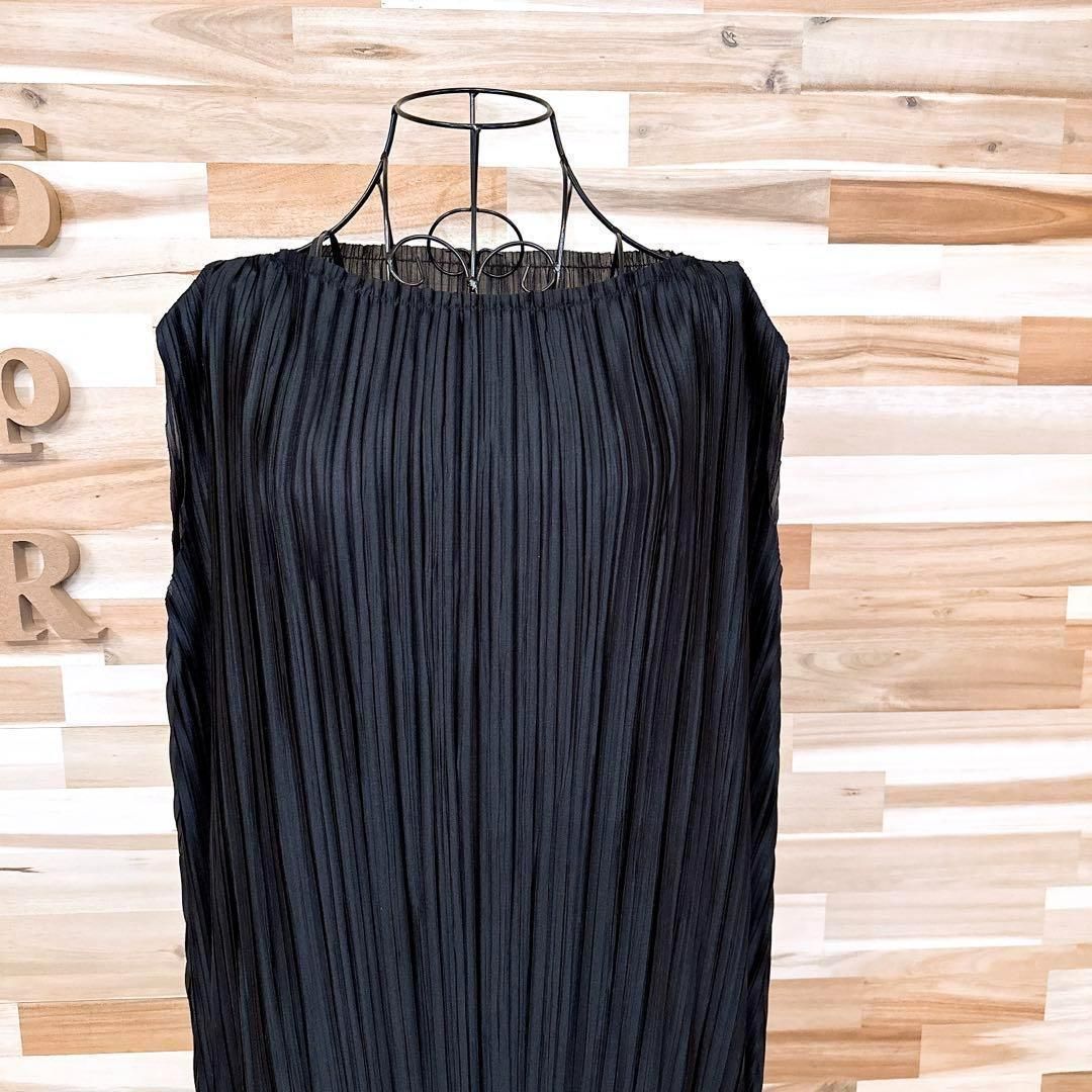 ダーマ DAMA ボートネック プリーツ ドレス ワンピース 黒