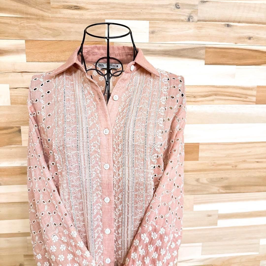 ザラ】エンブロイダリー カットワーク フラワー ロング ワンピース XS  