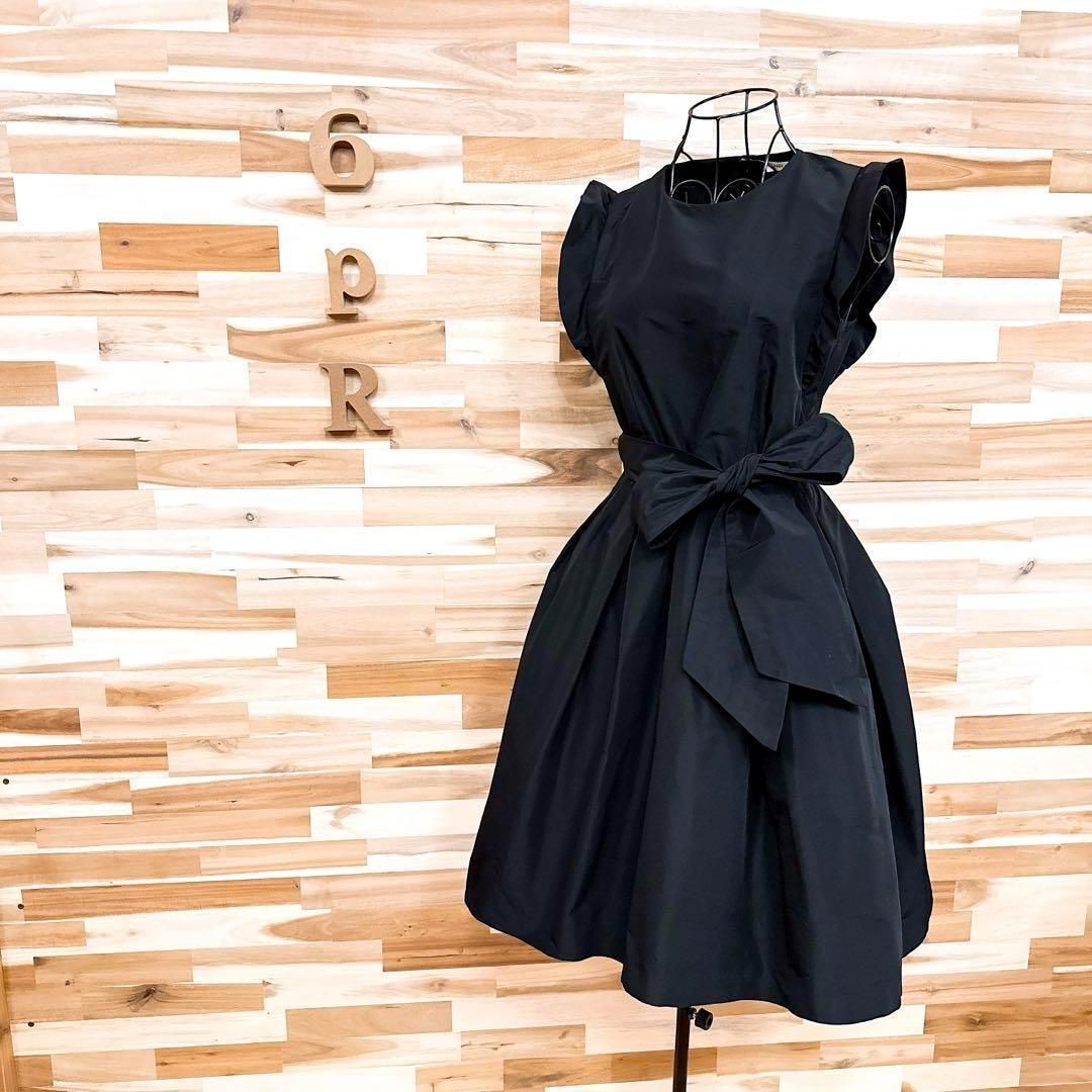 フレイアイディー フリル スリーブ ボリューム スカート リボン ワンピース黒