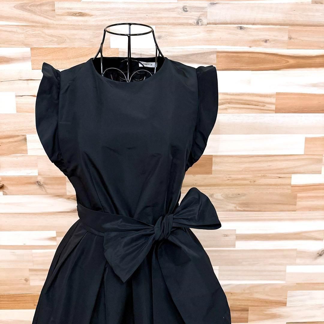 フレイアイディー フリル スリーブ ボリューム スカート リボン ワンピース黒