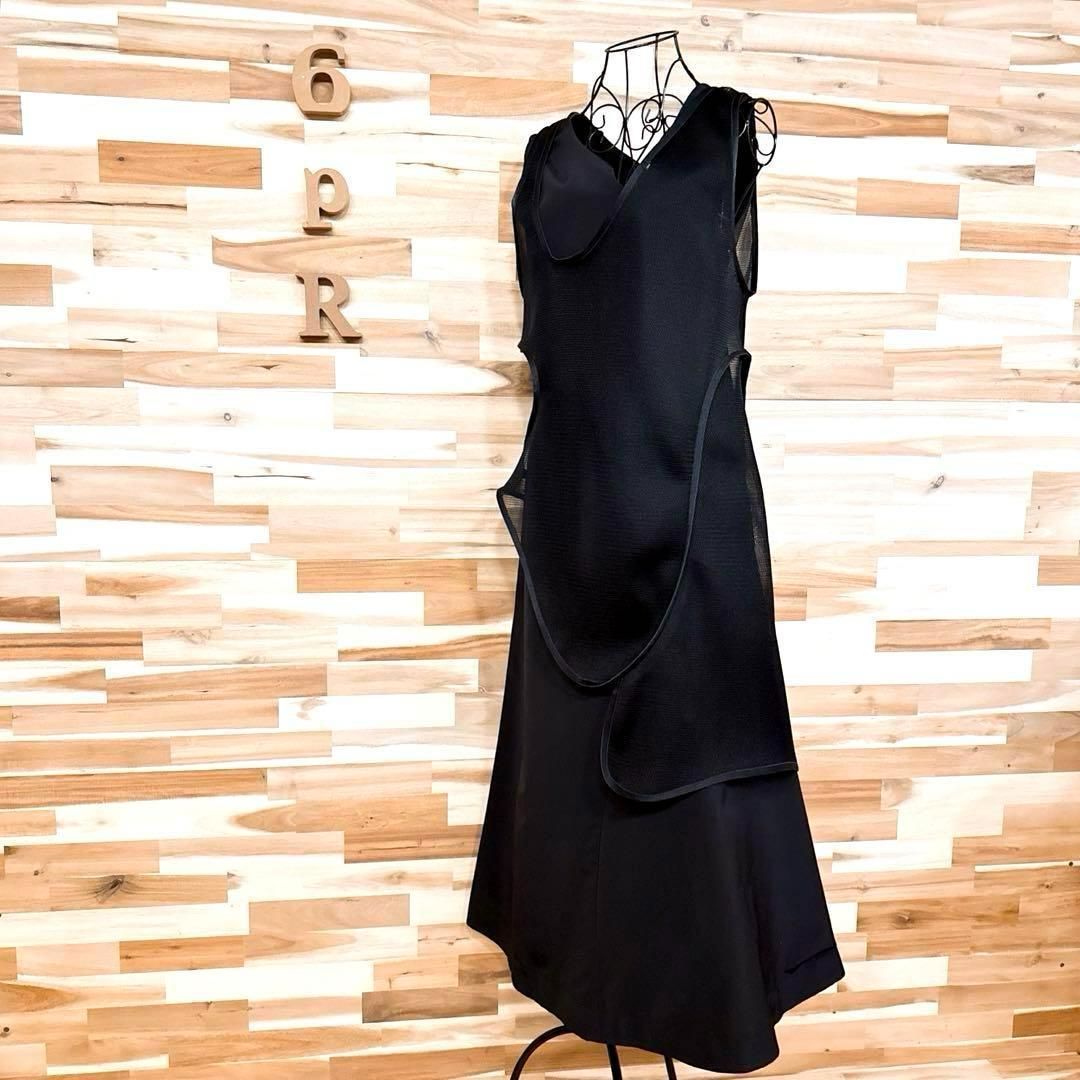 アンスリード ラウンドカットレイヤード ロング ワンピース アシンメトリー 黒