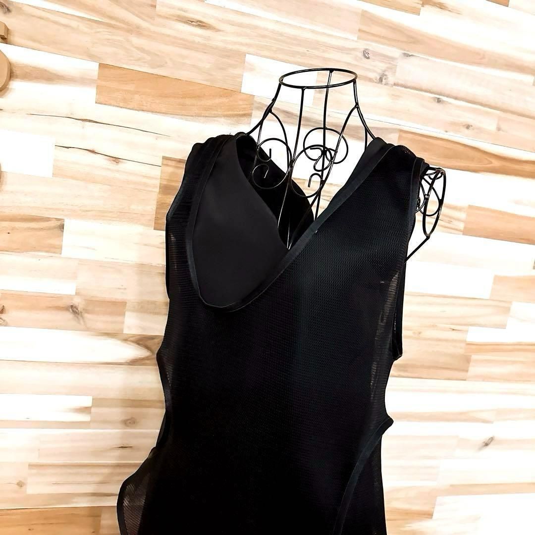 アンスリード ラウンドカットレイヤード ロング ワンピース アシンメトリー 黒