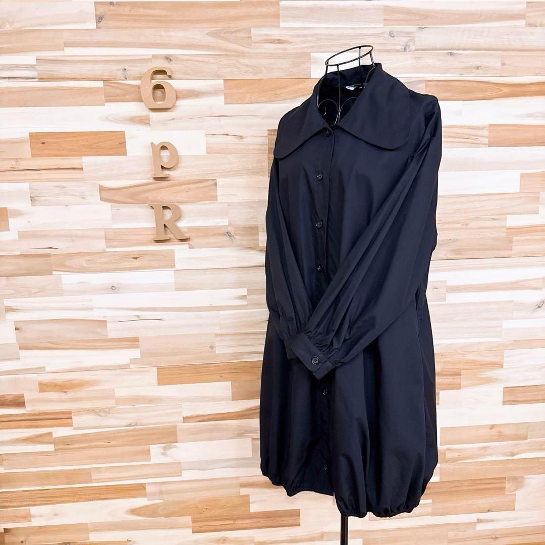 ザラ ビッグ バルーン シャツ ワンピース 長袖 XS 黒ブラック