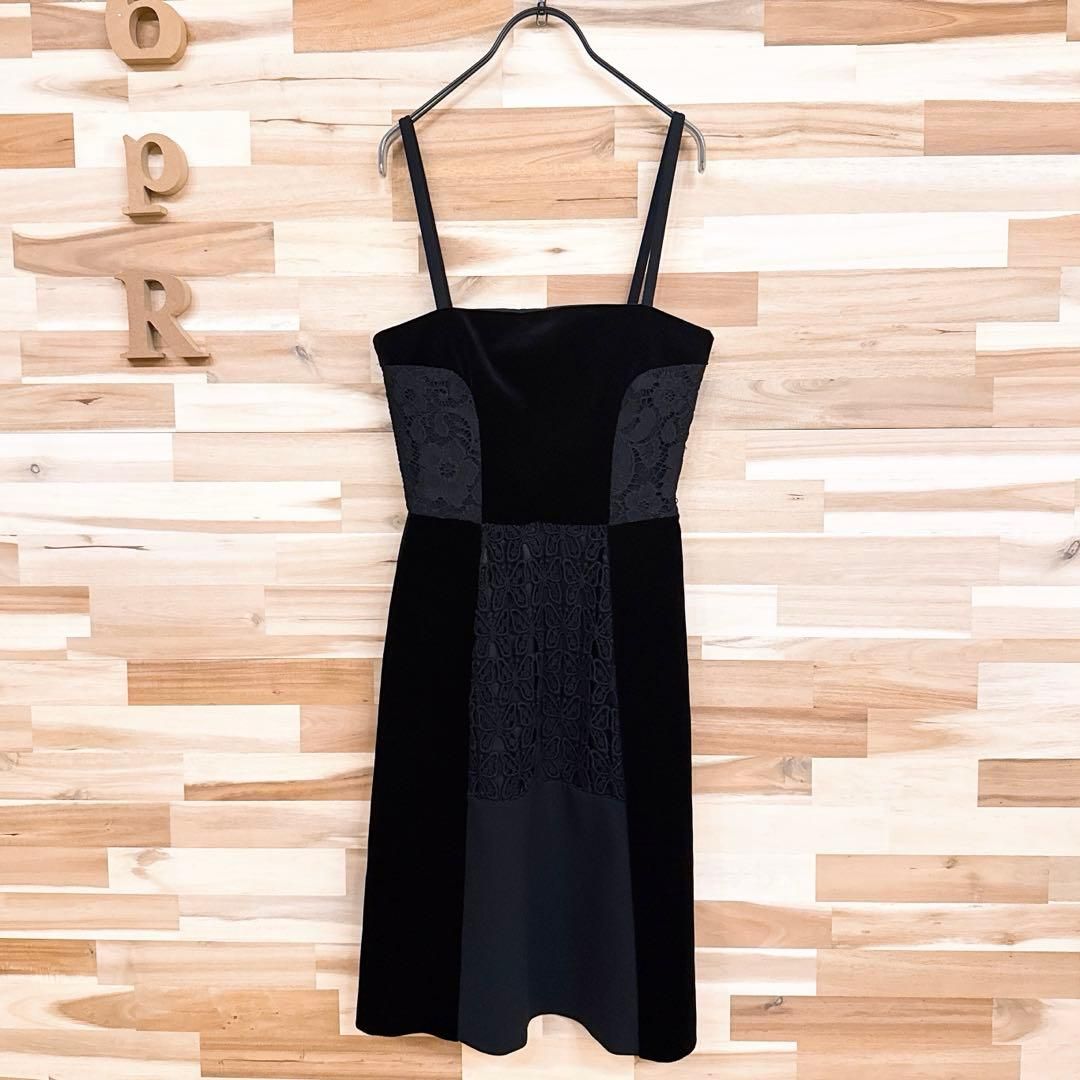 モスキーノ】ベロア 刺繍レース 切り替え キャミ ワンピース 蝶 花柄