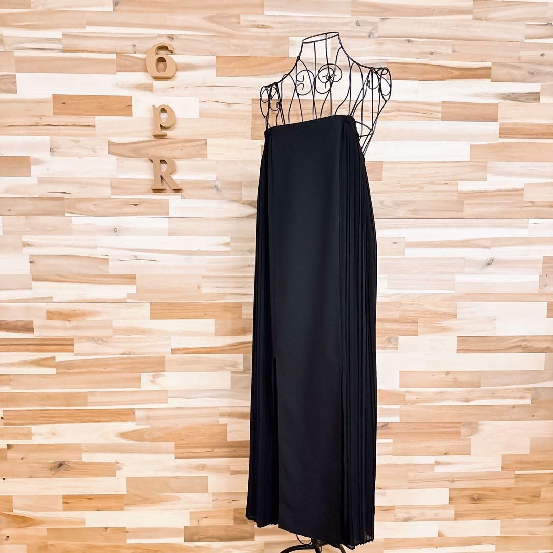 ザラ プリーツ ドッキング ドレス ロング キャミ ワンピース XS黒ブラック