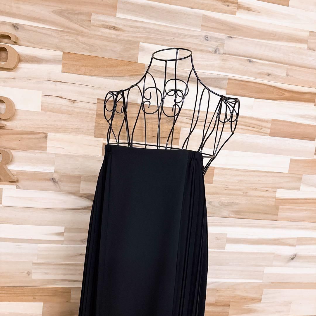 ザラ プリーツ ドッキング ドレス ロング キャミ ワンピース XS黒ブラック