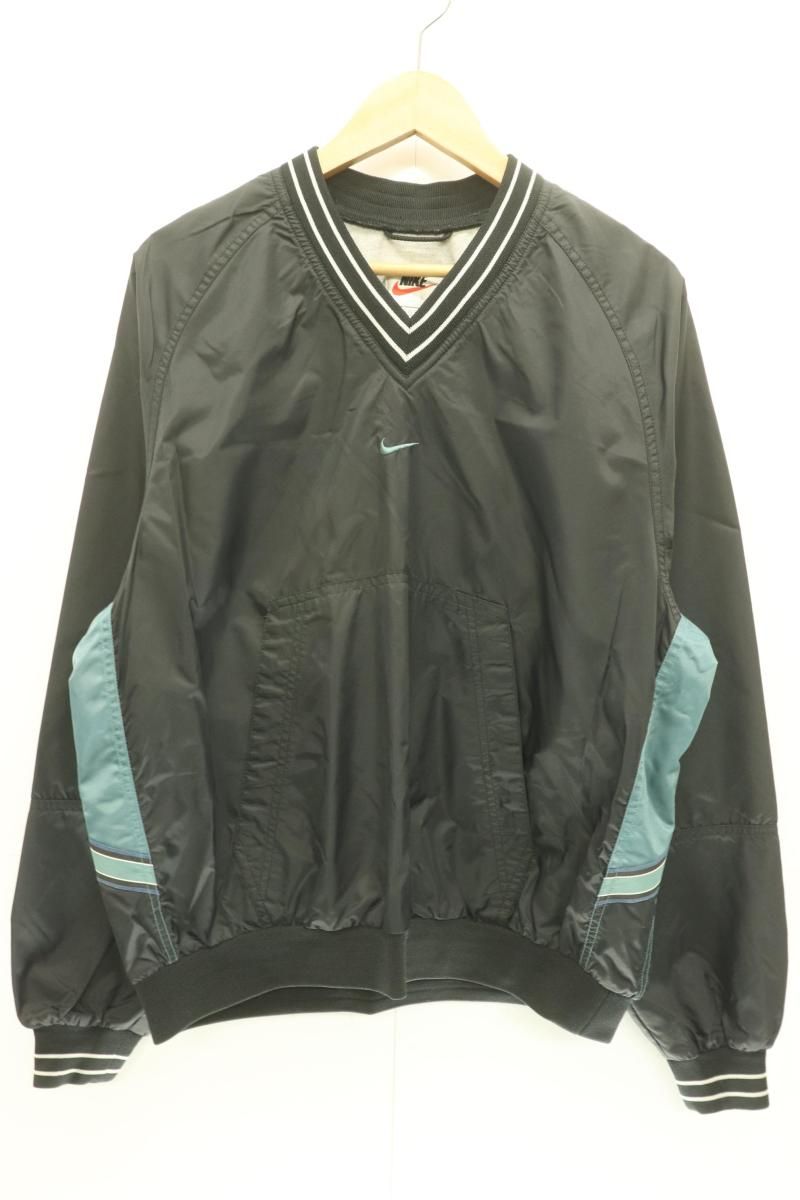 【中古】 NIKE メンズナイロンジャケット M ナイロンプルオーバー NIKE M 黒 ブラック ロゴ 白タグ