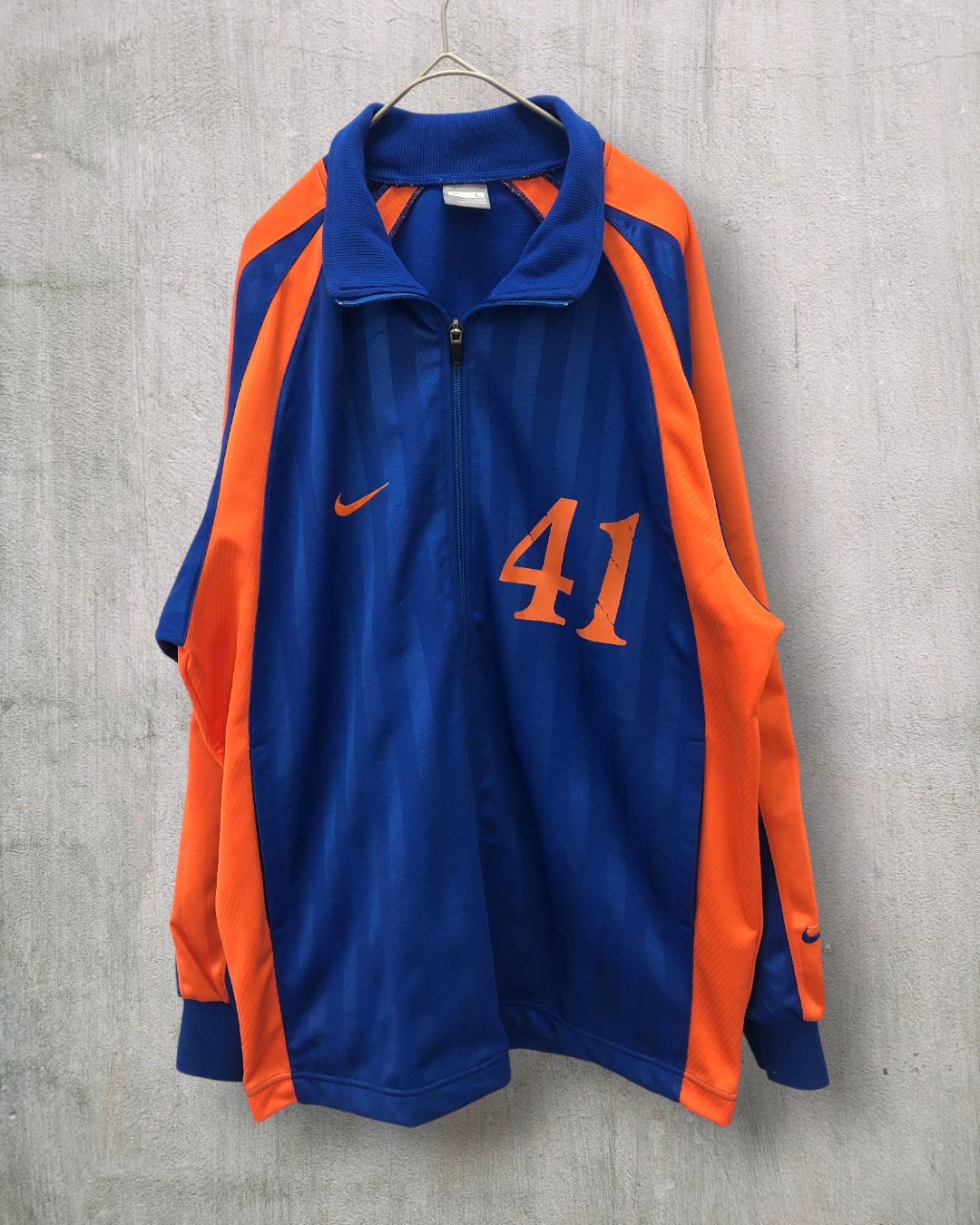 90s-00s NIKE ナンバリングトラックジャケット 41 ブルー×オレンジ MADE IN JAPAN AM009