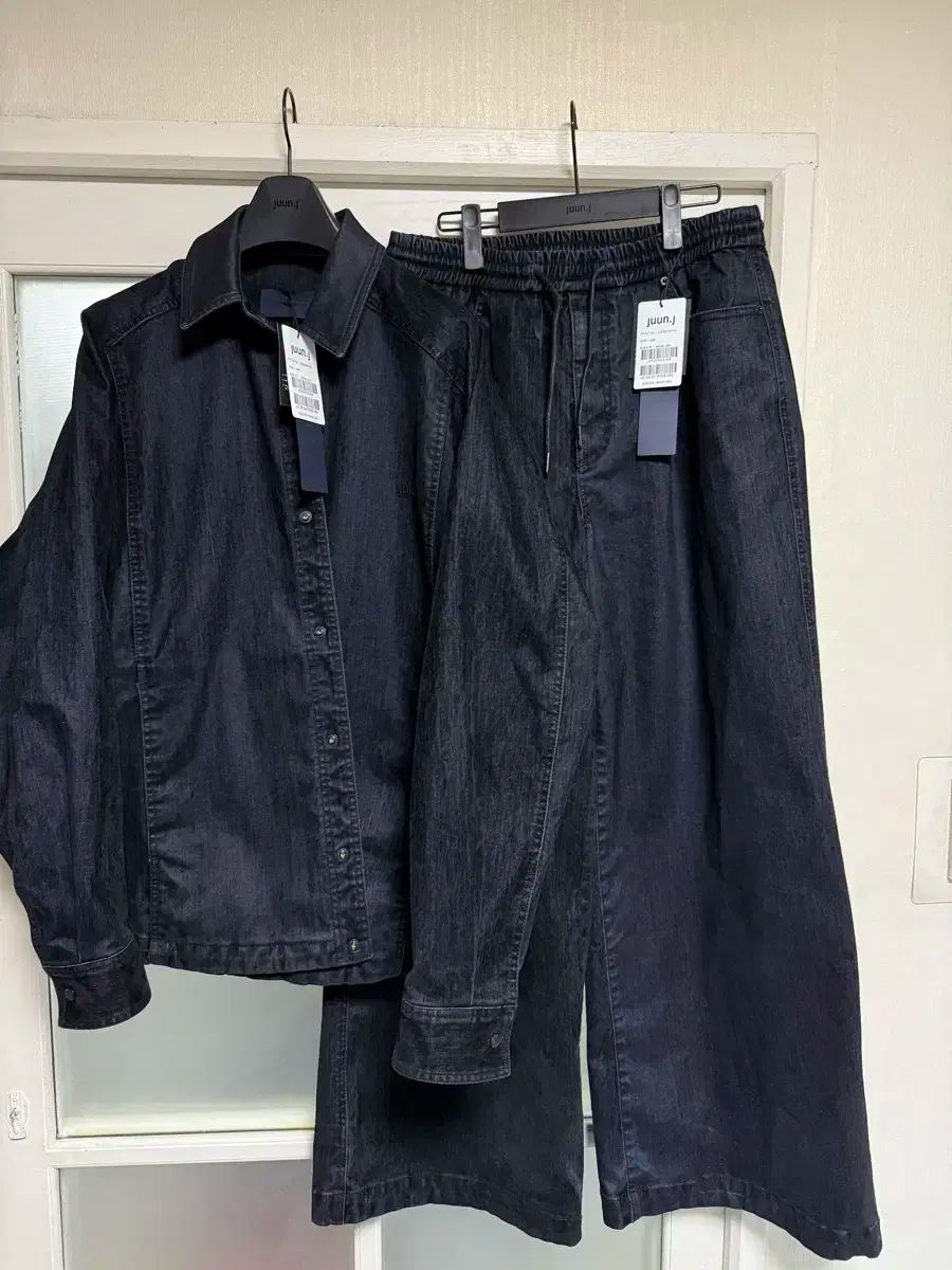 Juun.J ジュンジェイ 25FW スラブツアーベルベット デニム COACH コーチ シャツ ブラック セットアップ 46サイズ