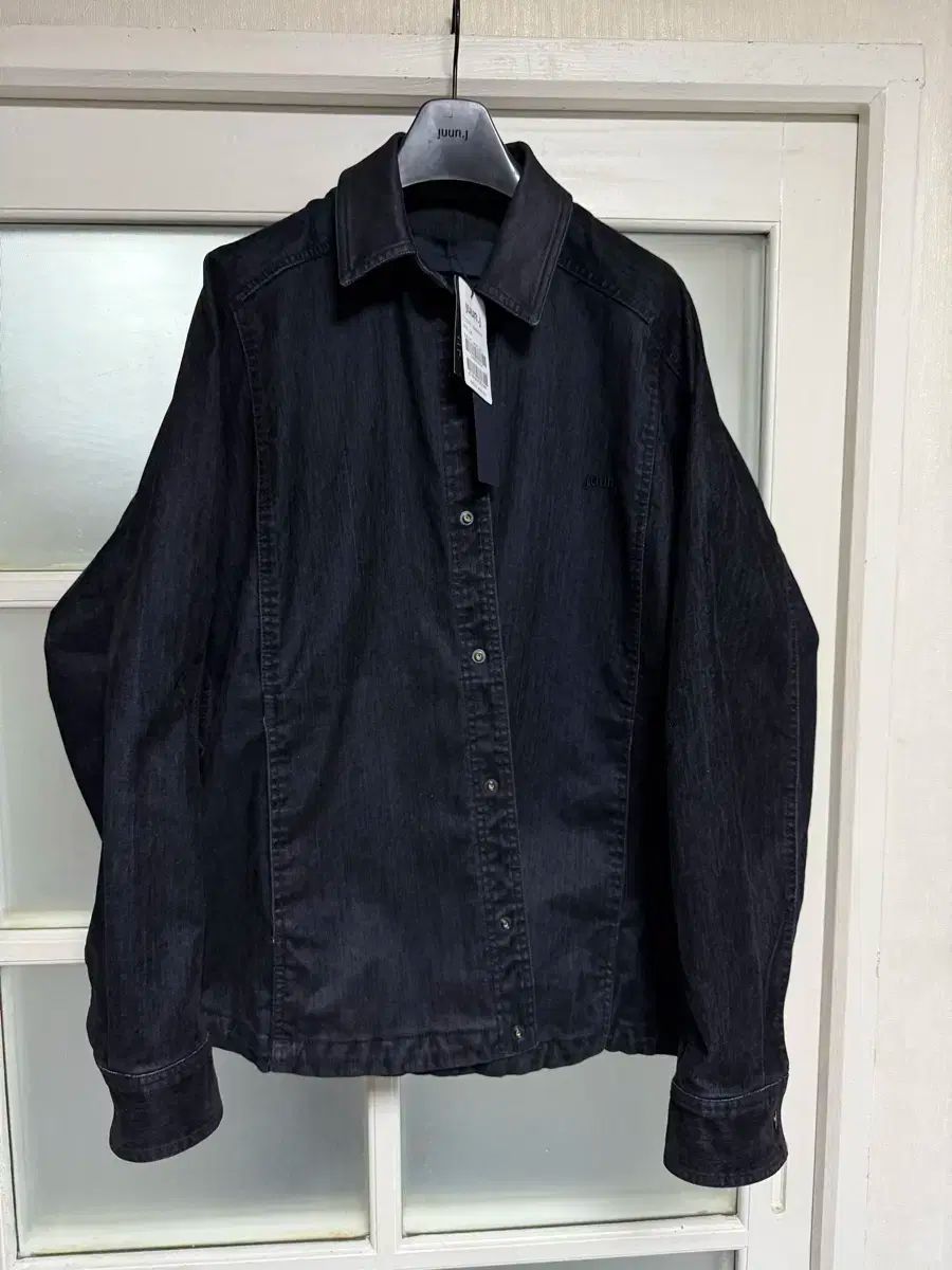 Juun.J ジュンジェイ 25FW スラブツアーベルベット デニム COACH コーチ シャツ ブラック セットアップ 46サイズ