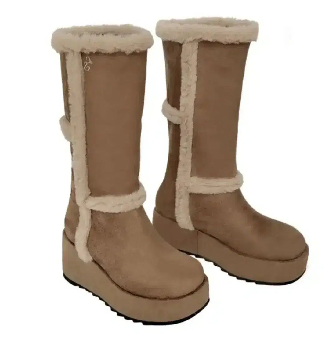 ルルソウル 250 LOVE クロス ファー ブーツ ロングブーツ フラットフォーム ヒール ベージュ レディース