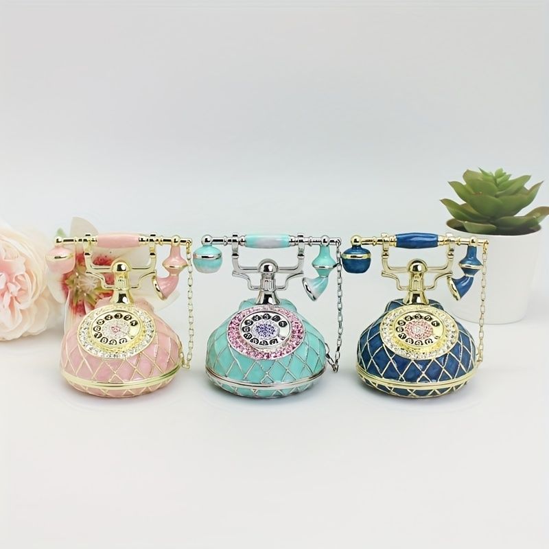 小物入れ ジュエリーボックス 置物 インテリア オブジェ 電話 ライトブルー ピンク ネイビー 3 レトロ 玄関 寝室 鍵 収納ボックス 雑貨 オシャレ ミニサイズ