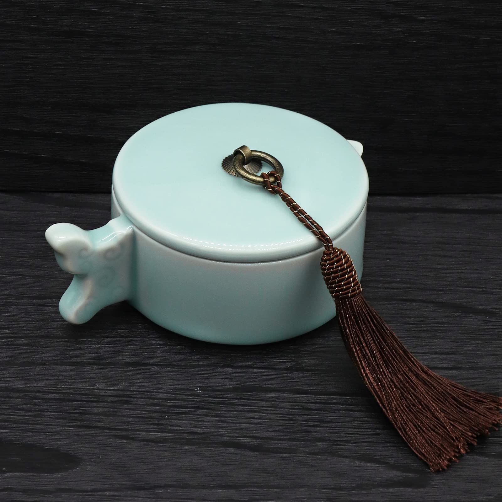 墨池 青磁 円硯 書道液・ 漢字用 （中）筆置き付 - メルカリ