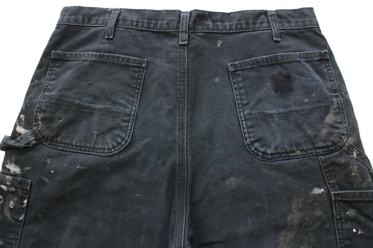 Carhartt カーハート ダブルニー フェード パンツ　ボロ　ダメージ 1点物◇カーハート雰囲気系ボロボロ黒ダブルニーペインターパンツ古着