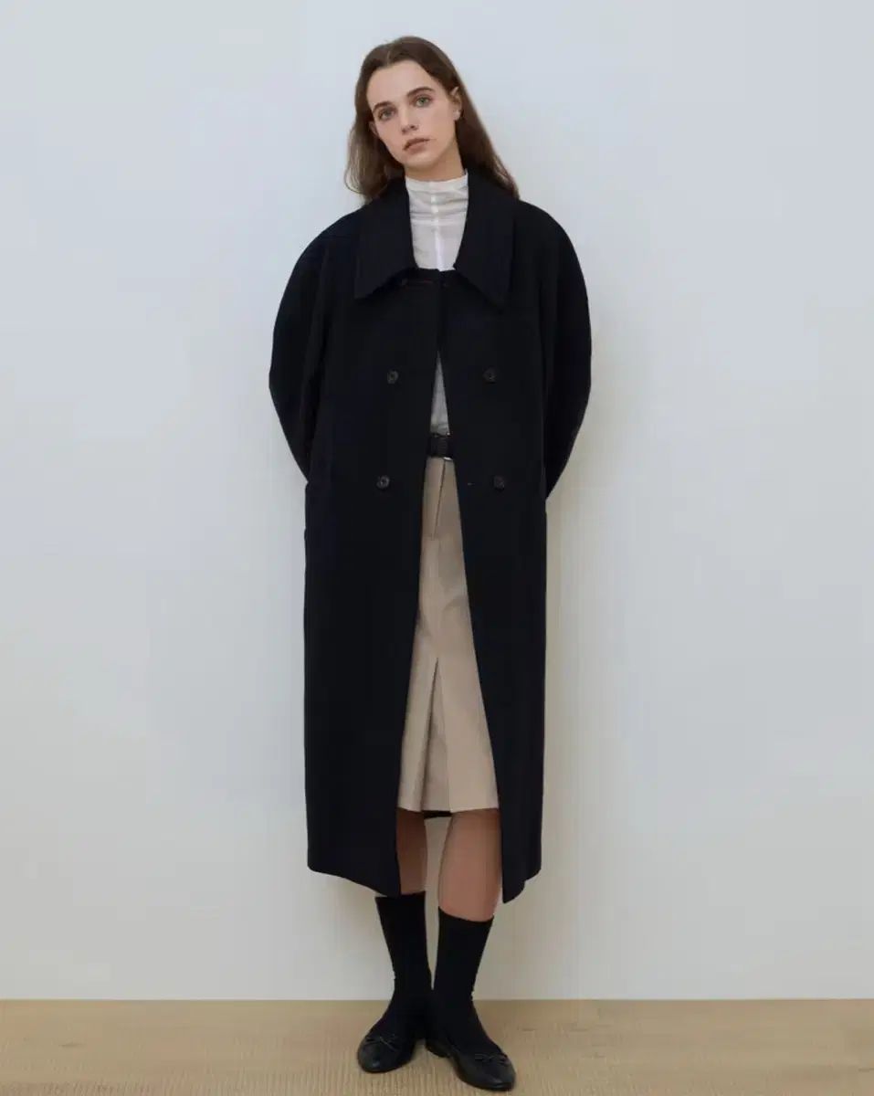 A.T.CORNER ウールカシミア コート ダークネイビー