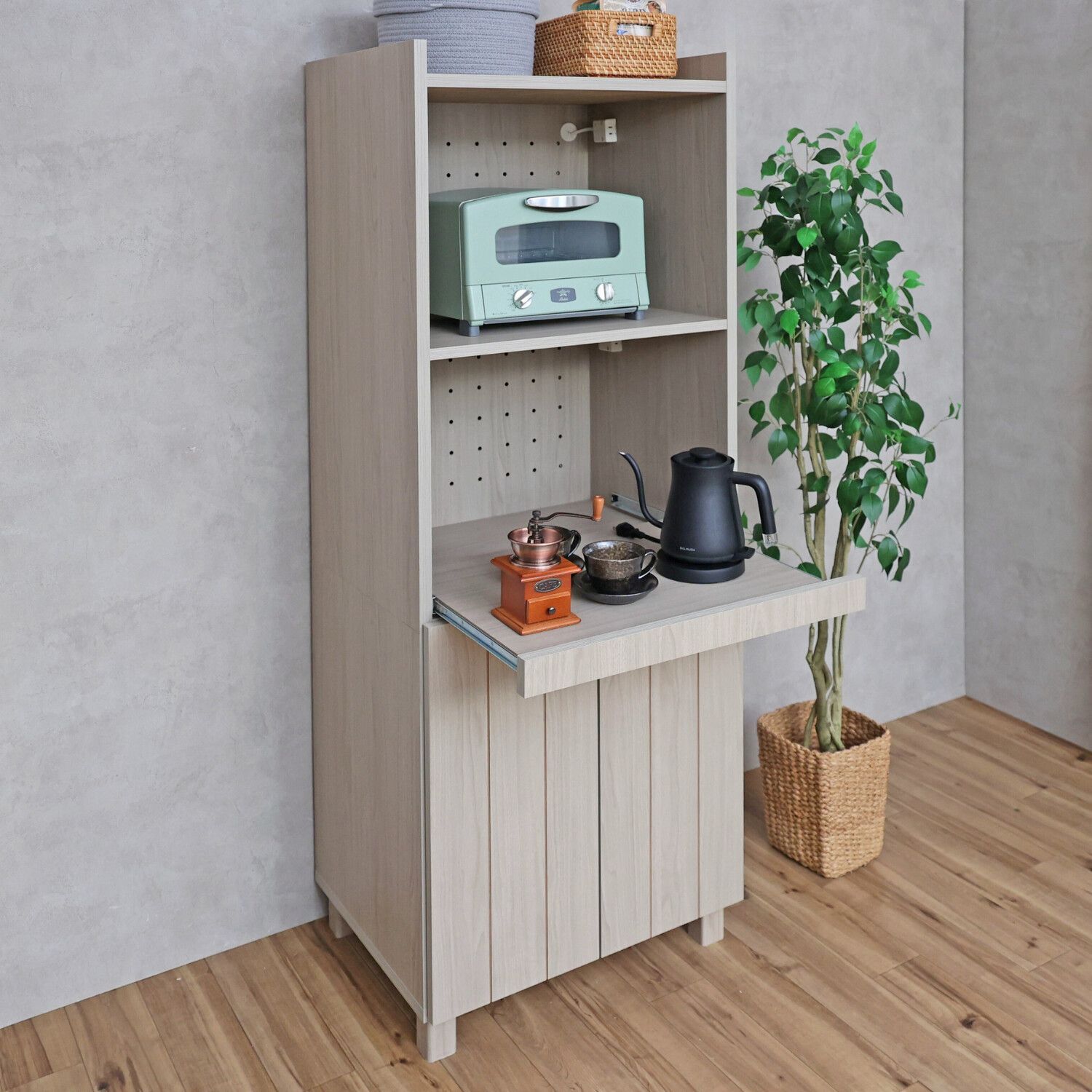 コンパクト レンジ台 幅60 cm キッチン収納 レンジボード キッチンボード キャビネット 食器棚 組立式