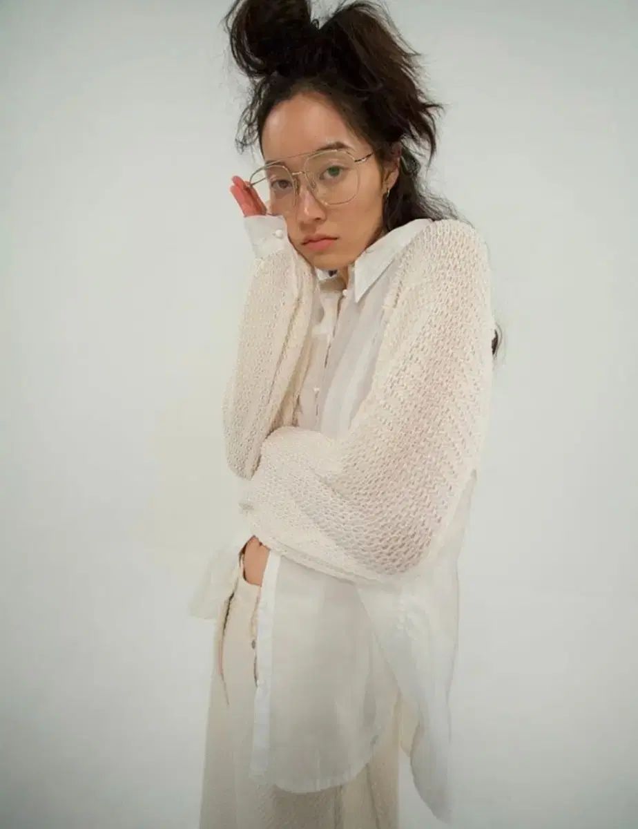 キムミダヨン メッシュ スリーブ シャツ ブラウス G_NET SLEEVE SHIRT