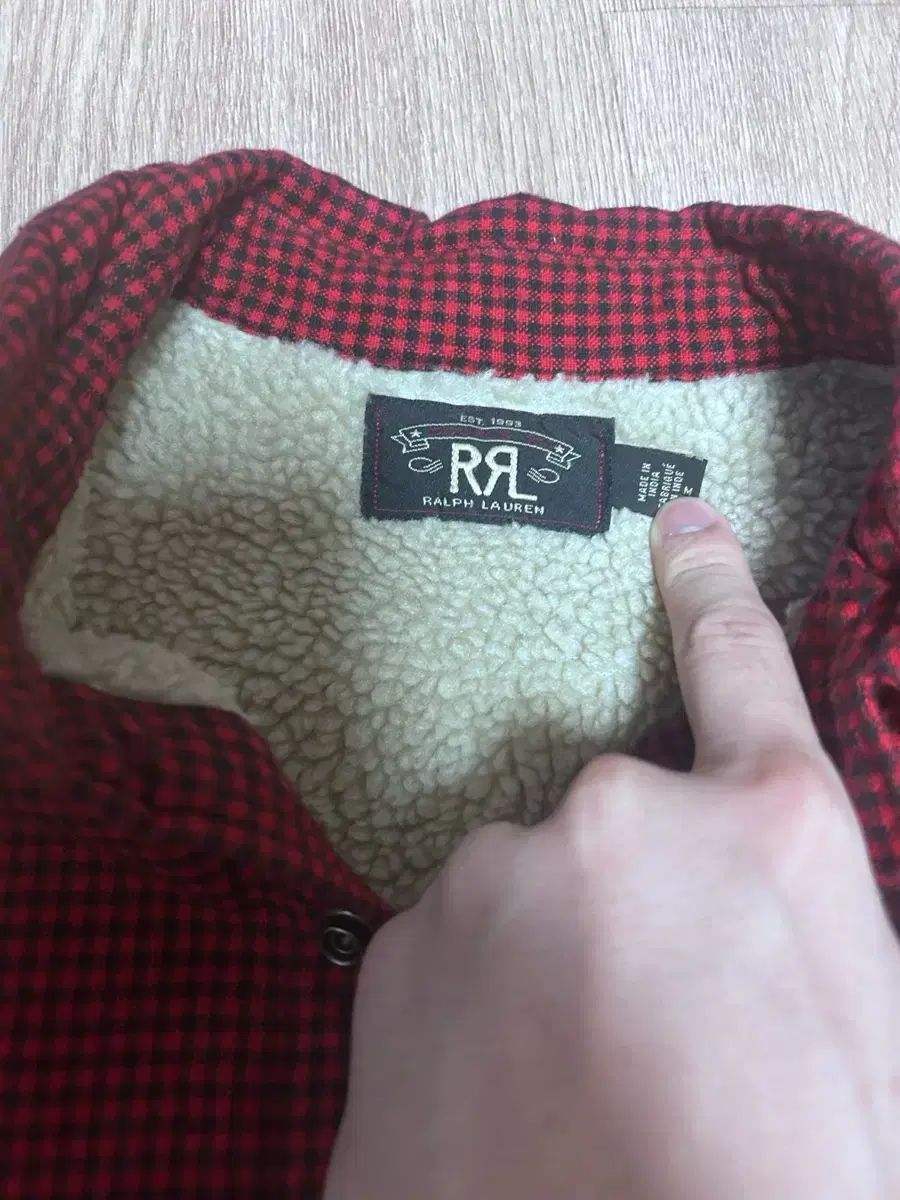 RRL ライン フリース シェルパ チェック シャツ ジャケット M