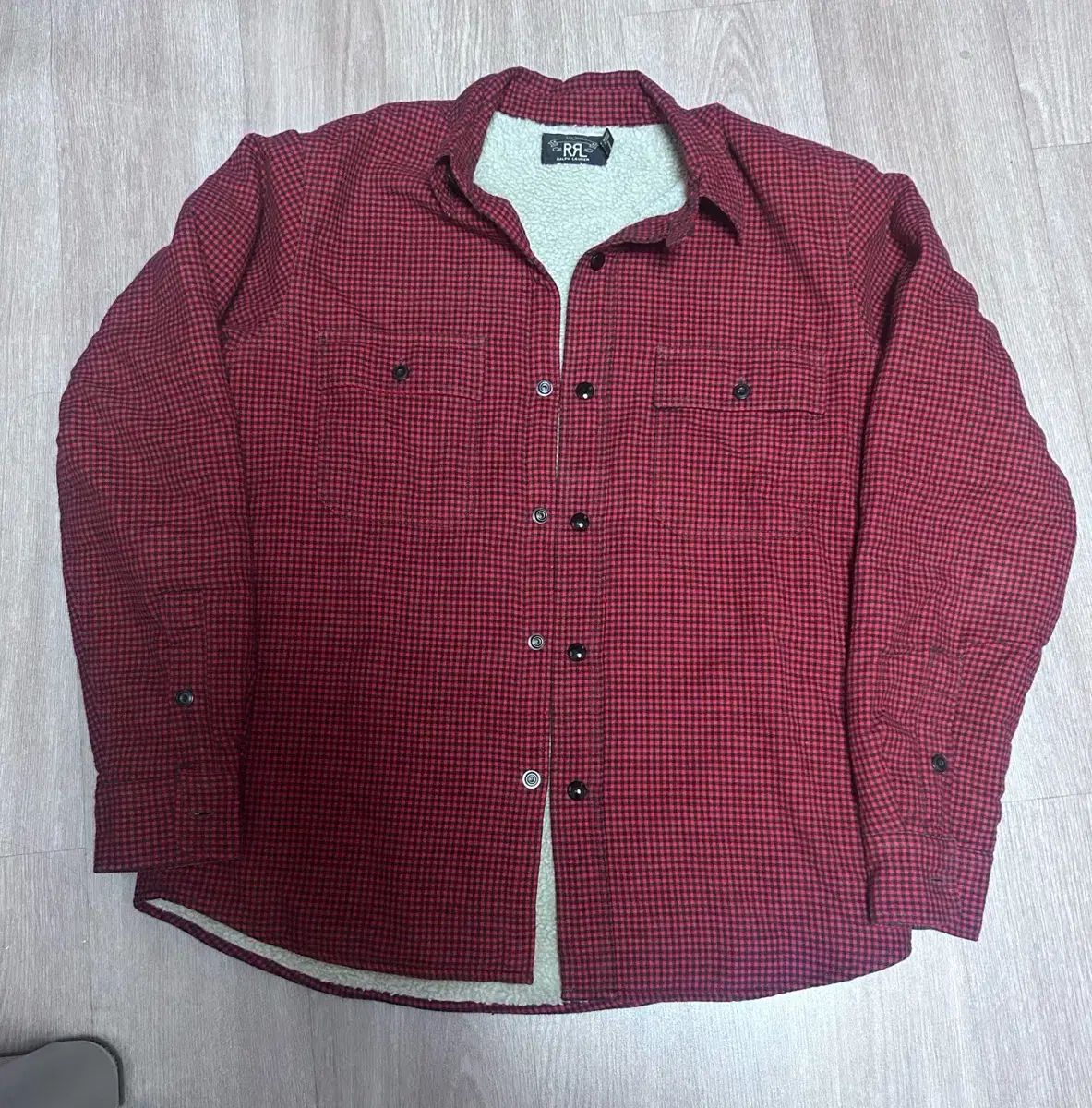 RRL ライン フリース シェルパ チェック シャツ ジャケット M