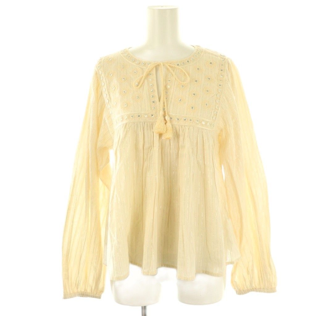 サラマリカ Sara Mallika Lurex Stripe Lurex Stripe Mirror Emb チュニックブラウス ラメ イエローベージュ ES OS