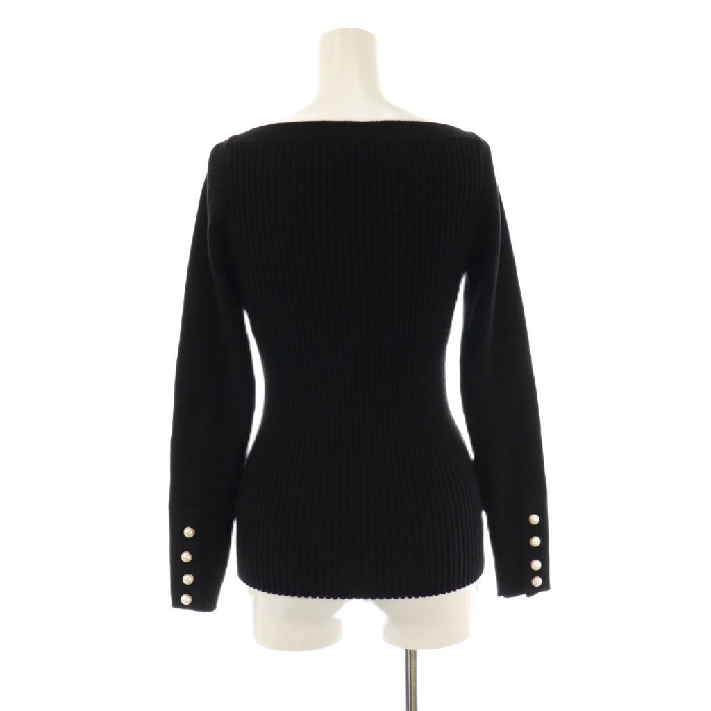 マディソンブルー MADISONBLUE パールボタンリブニット カットソー 長袖 1 ブラック DO OS