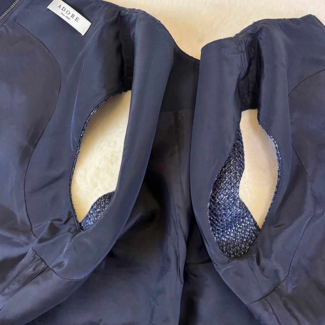  ADORE アドーア ノースリーブ トップス ブラウス ツイード フリンジ ナイロン ベスト ジレ サイズ38 ベスト ジレ ベスト ジレ ビスチェ