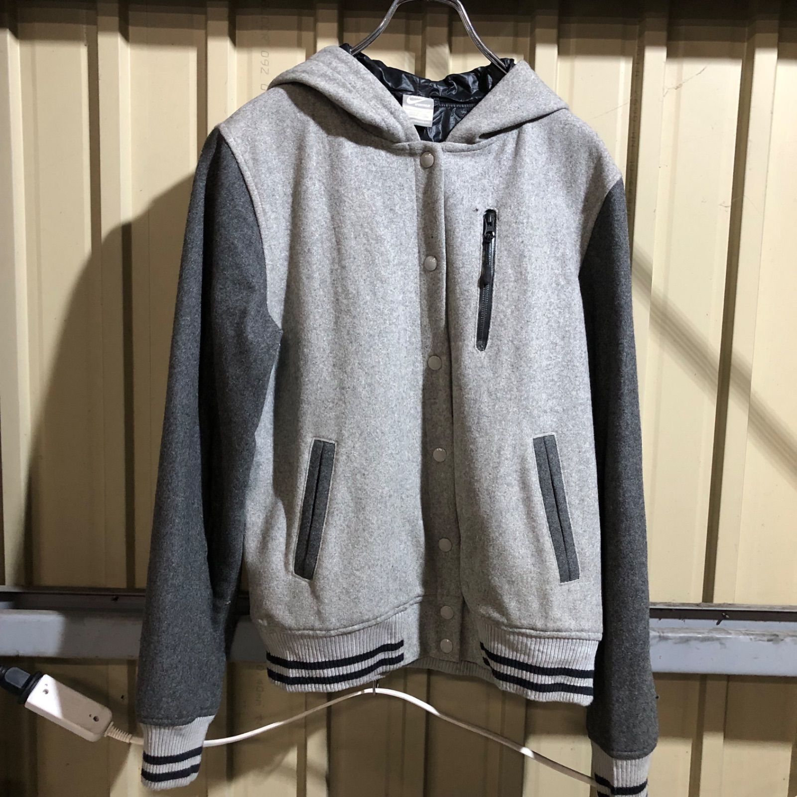 859 NIKE スエードジャケット グレー S ナイキ ジップパーカー 