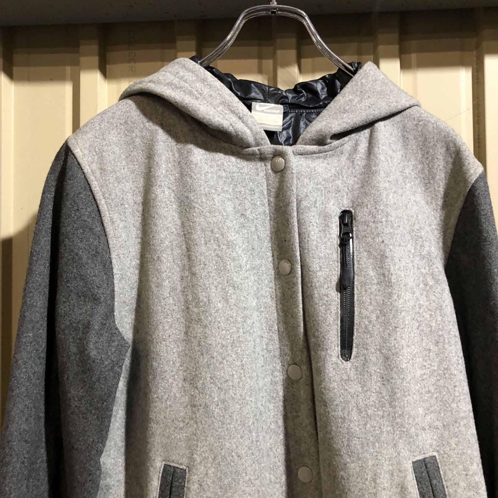 859 NIKE スエードジャケット グレー S ナイキ ジップパーカー 