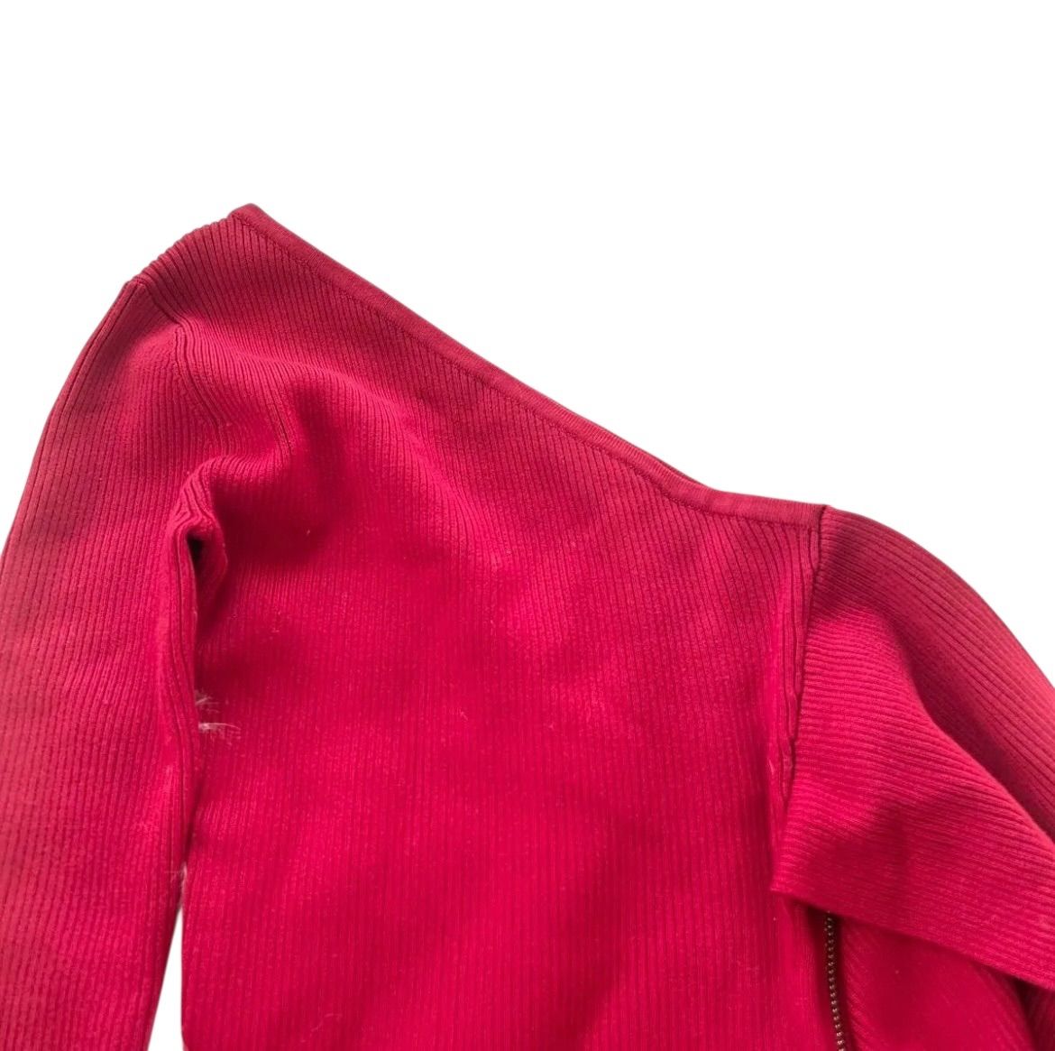 ワンショルダー リブニットワンピース