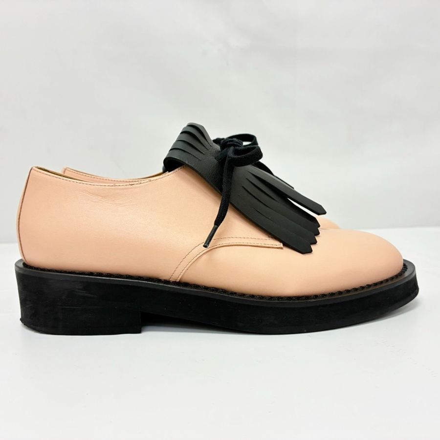 併売商品 MARNI マルニ レースアップシューズ レザー ピンク ブラック レディース M 1481