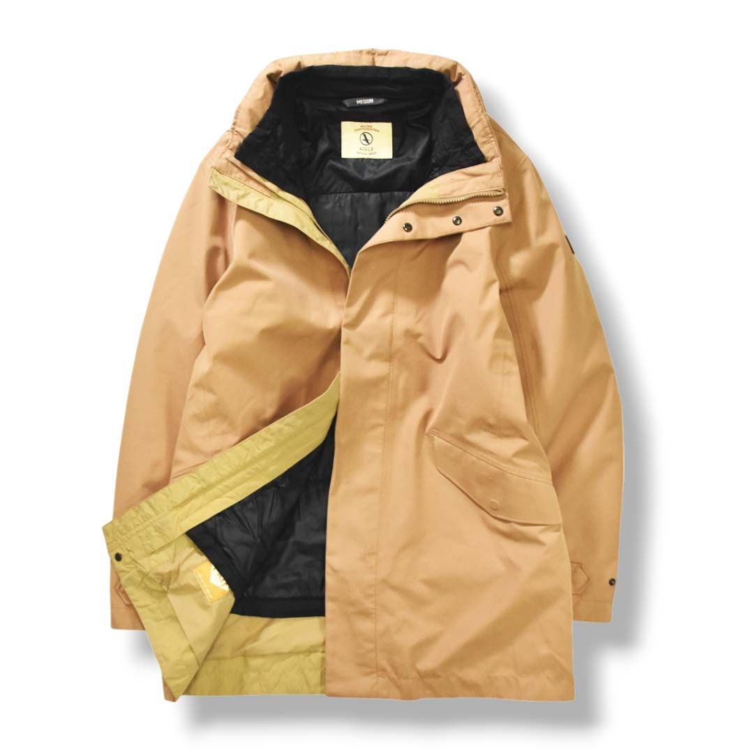 エーグル AIGLE ゴアテックス GORETEX マウンテンパーカー フーデット ジャケット 中綿 ライナー パーテックス PERTEX M ベージュ x ブラック メンズ