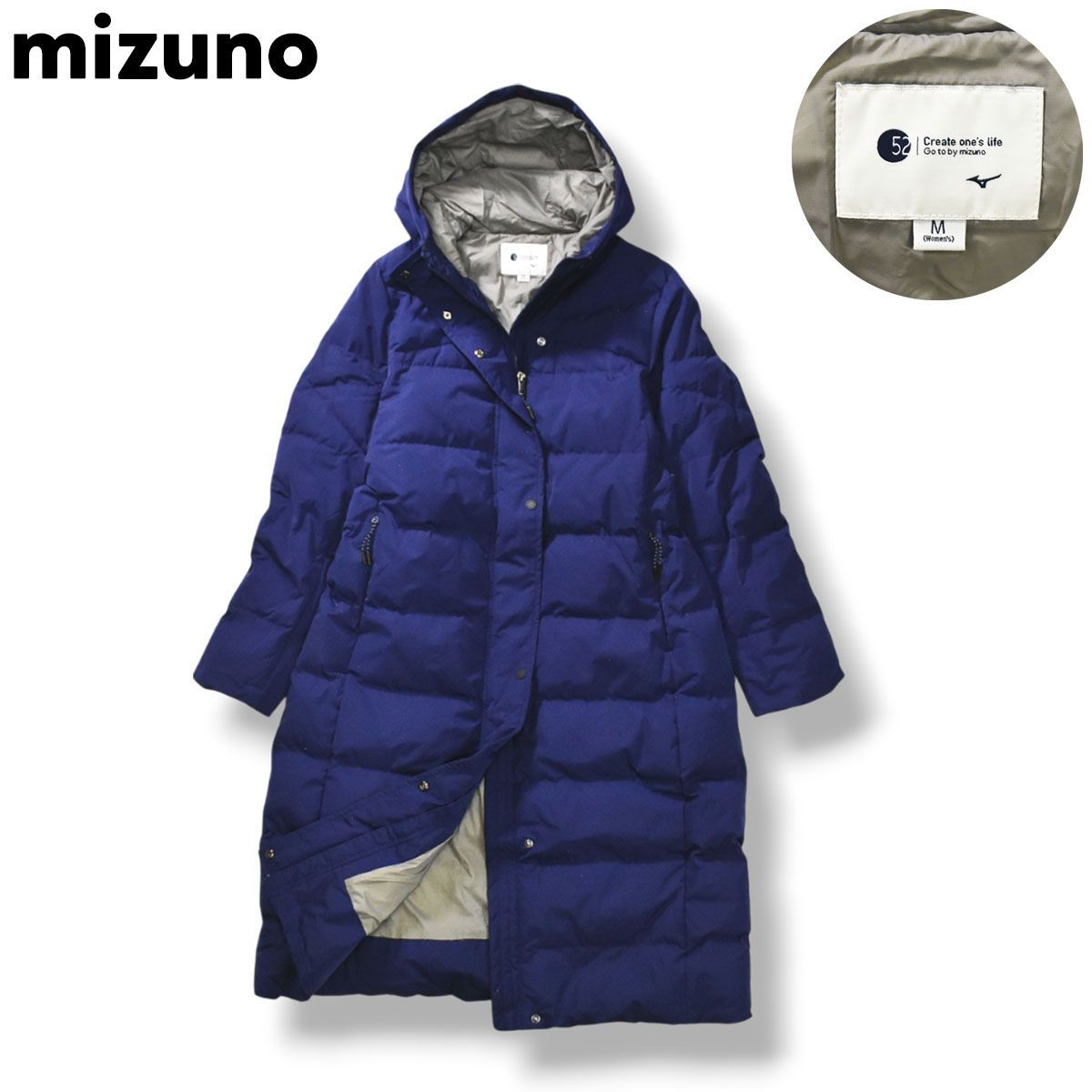 ミズノ 52 Go to by mizuno ブレスサーモ ミドルウェイトダウン ロングコート BREATH THERMO ジャケット アウター アウトドア トラベル M ネイビー レディース