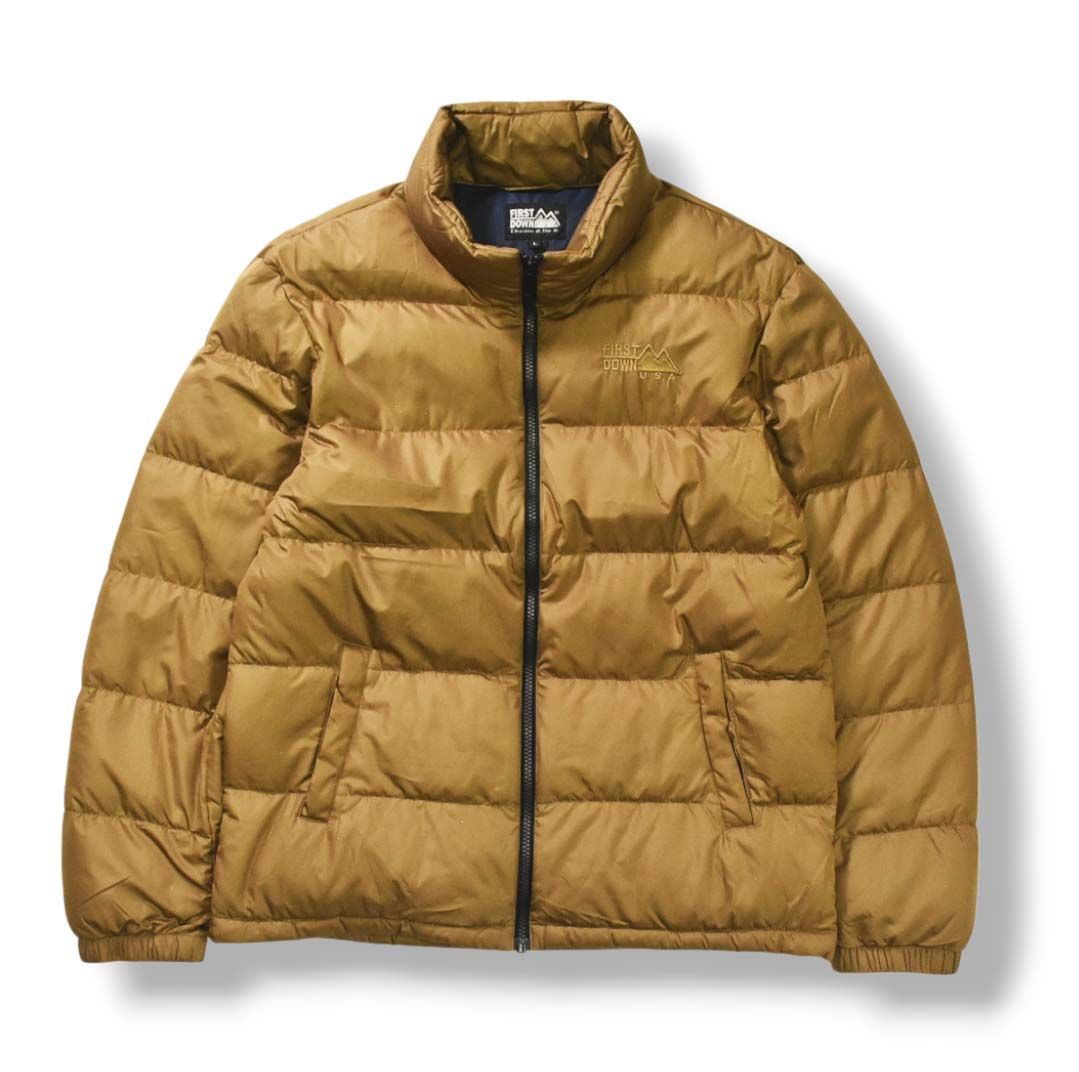 定番 ファーストダウン FIRSTDOWN ダウン ジャケット ウィンドブレーカー ジャンパー L ブラウン x ネイビー アウトドア ウェア メンズ
