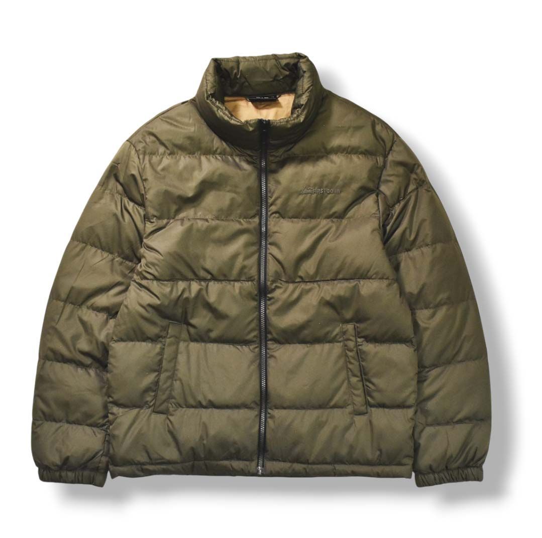 定番 ファーストダウン FIRSTDOWN ポリエステル タフタ ダウン ジャケット ウィンドブレーカー ジャンパー L オリーブ x ベージュ アウトドア ウェア メンズ